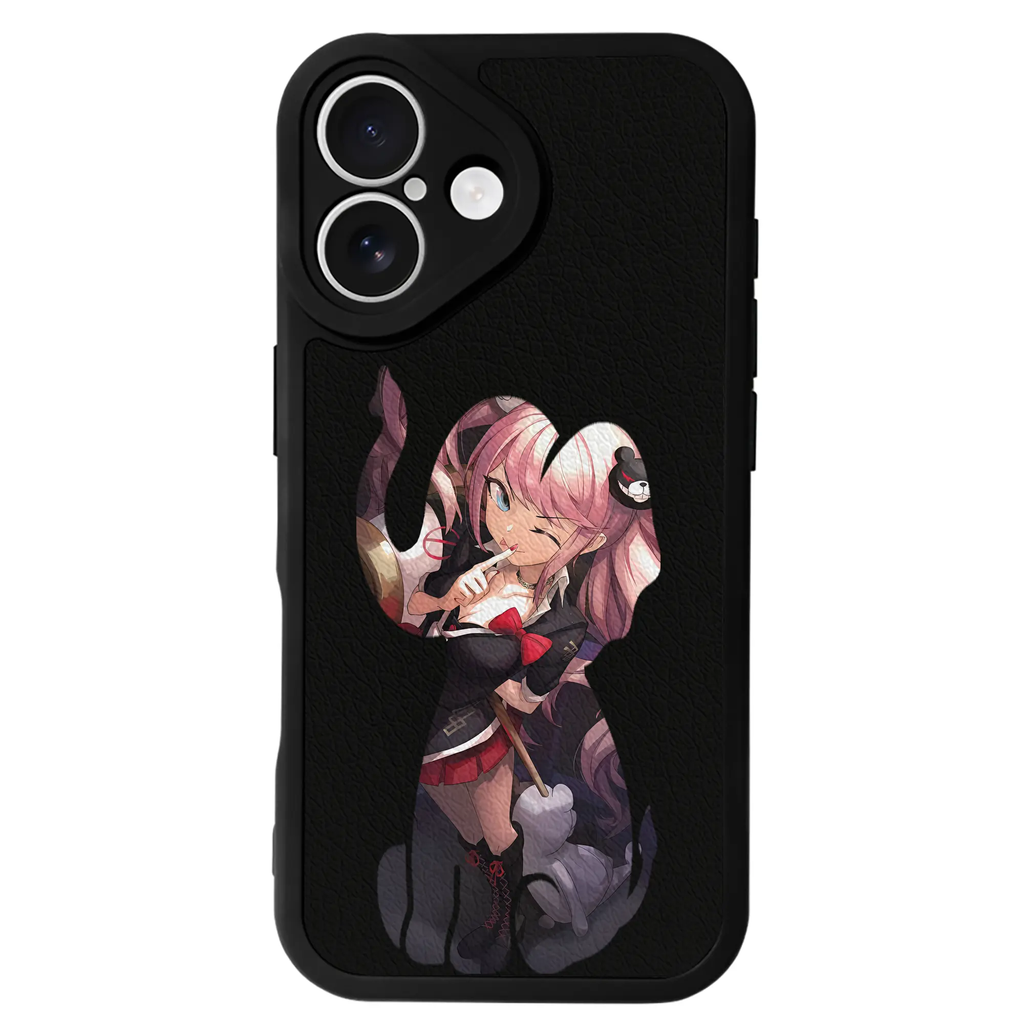 ダンガンロンパ グッズ,江ノ島盾子 - IPhone 16シリーズ対応 ・ シリコンスマホケース ・ レザー調 ・ 高精度フィット ・ 耐衝撃 ・ ワイヤレス充電対応 ・ 精密カット